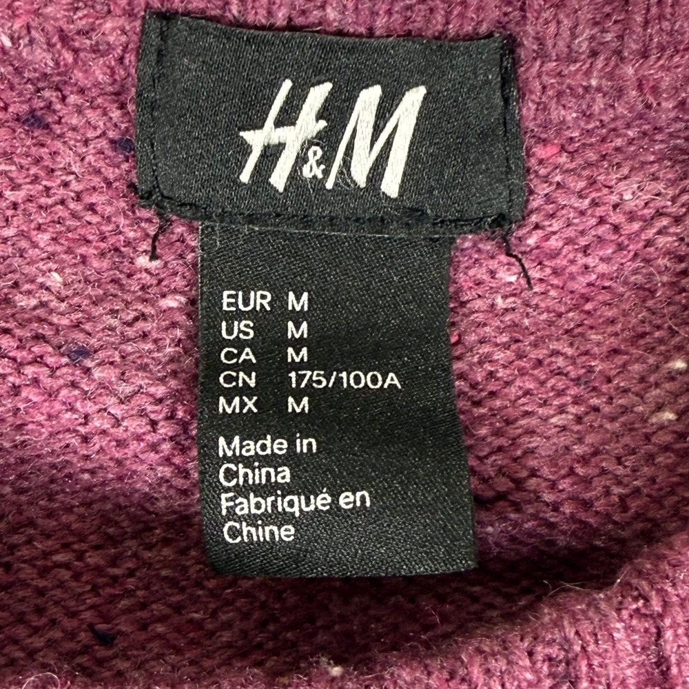 HM Mens Crewneck Sweater Burgundy Donegal Speckled Wool Blend Medium 0696435 8 - Picture 2 of 7